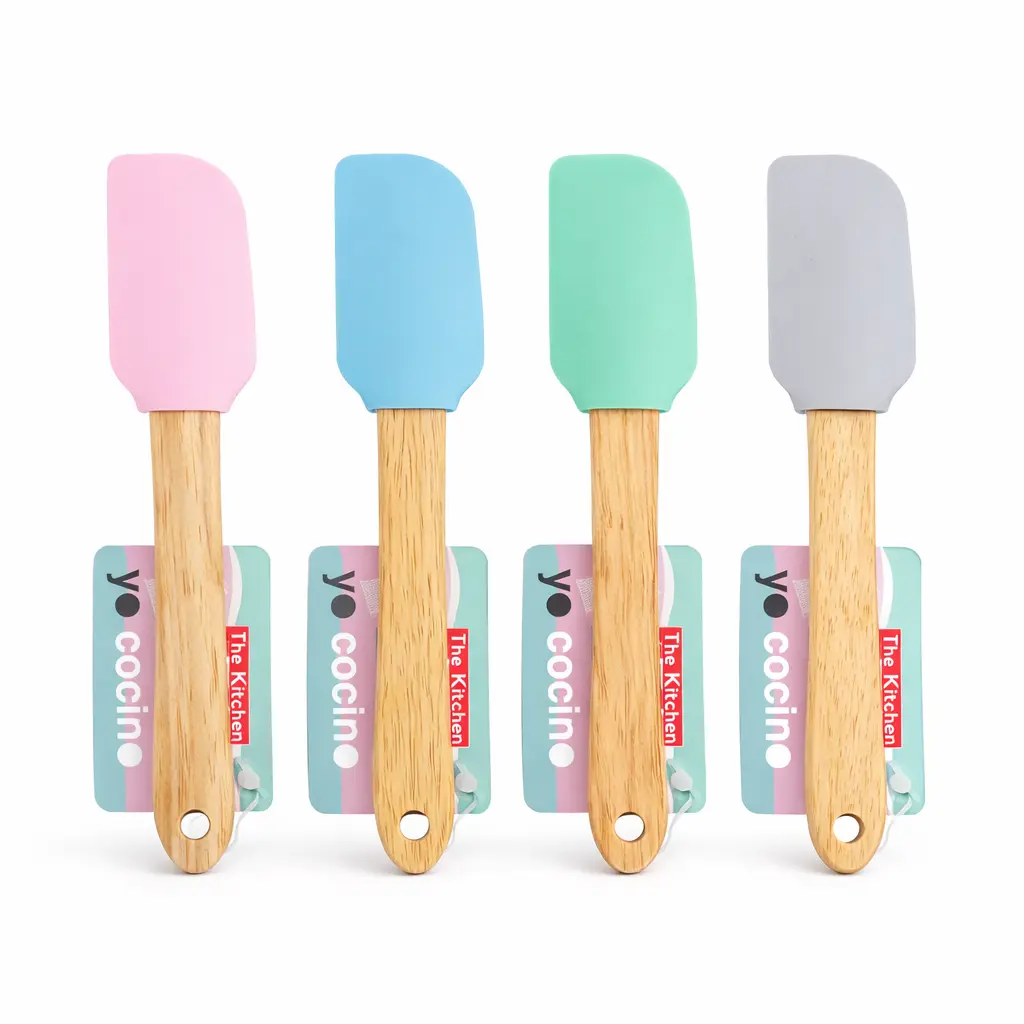 ESPATULA SILICONA MADERA 20.5CM ( YH-537-P )