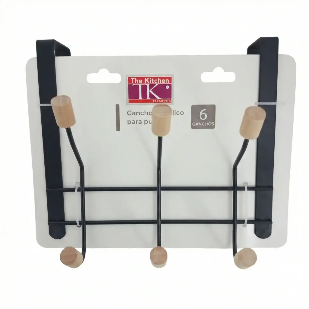 PERCHERO P/PUERTA METAL MADERA X6 GANCHOS 20X5X19CM  E/ CT ( MDH829R-4.5 )
