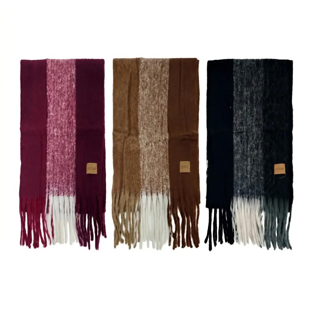 CHALINA RUANA SKORA RAYADA C/ FLECOS 54 X 180CM ( 43737 )  