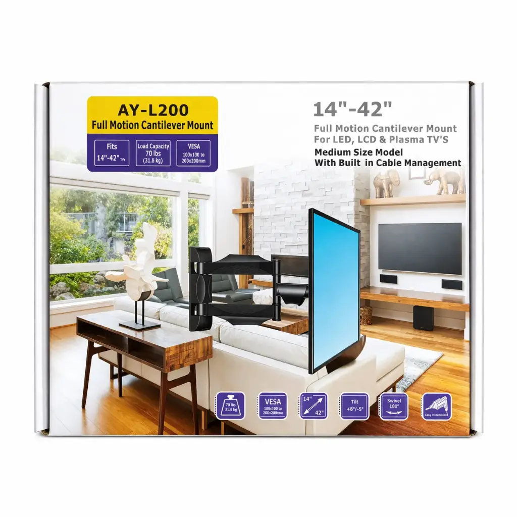 SOPORTE TV MOVIL DE 14" A 42" E/ CJ ( AY-L200 )