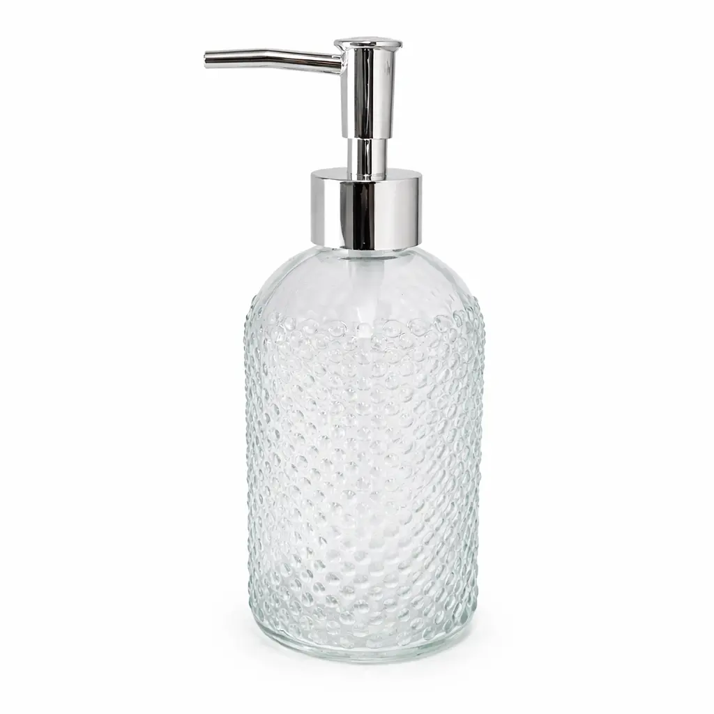 DISPENSER P/ JABON VIDRIO LABRADO ROMBOS 350ML ( B4185 )