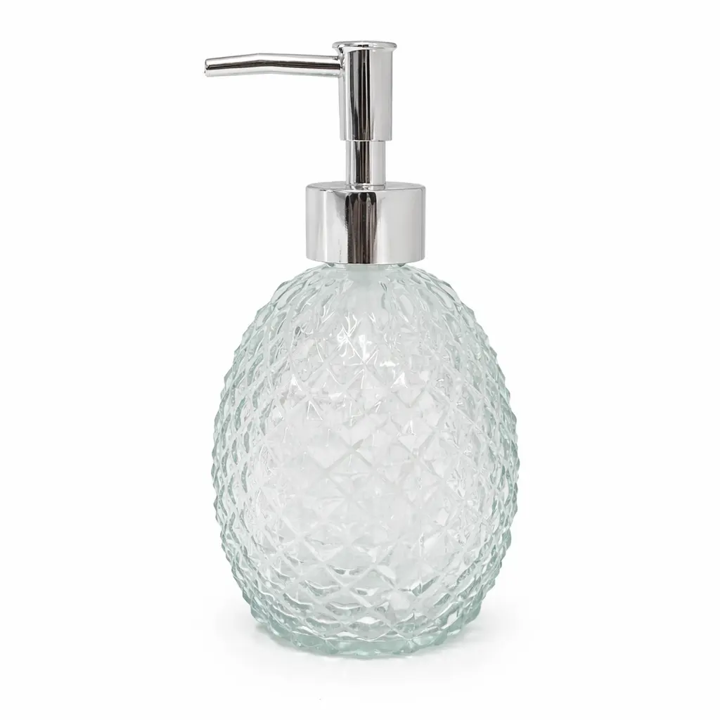 DISPENSER P/ JABON VIDRIO OVALADO LABRADO ROMBOS 350ML ( B4623 )