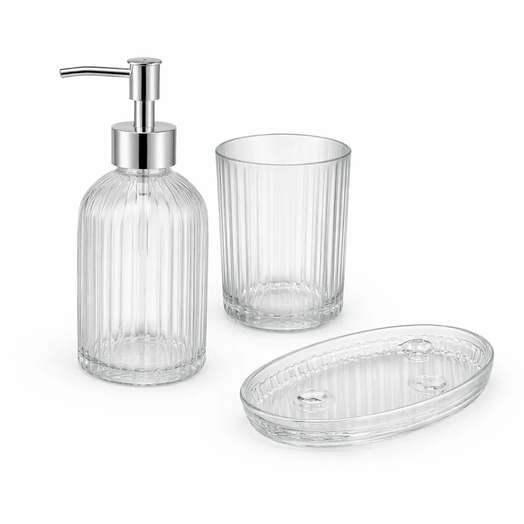 SET ORGANIZADOR DE BAÑO VIDRIO X3 E/ CJ ( B4641 / B4642 / B4643 )
