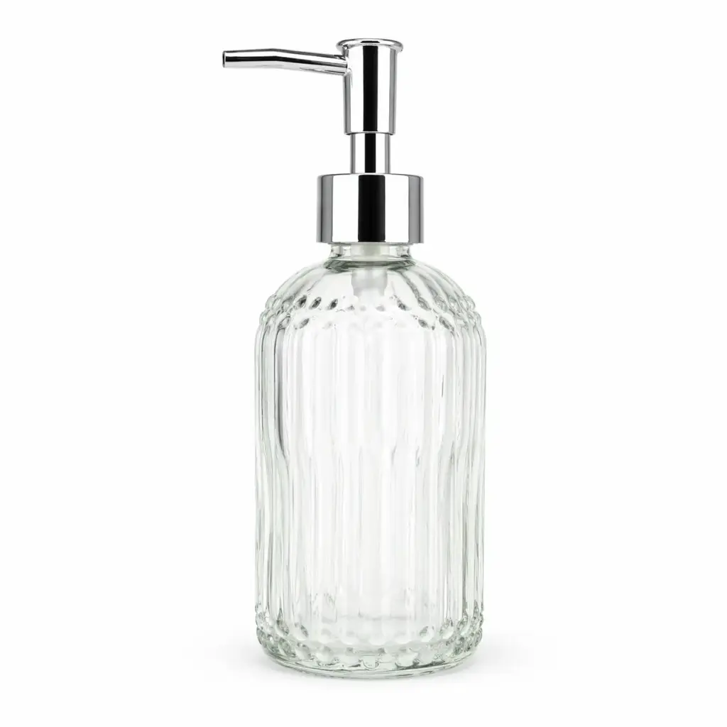 DISPENSER P/ JABON VIDRIO LABRADO RAYAS 350ML ( B4708 ) 