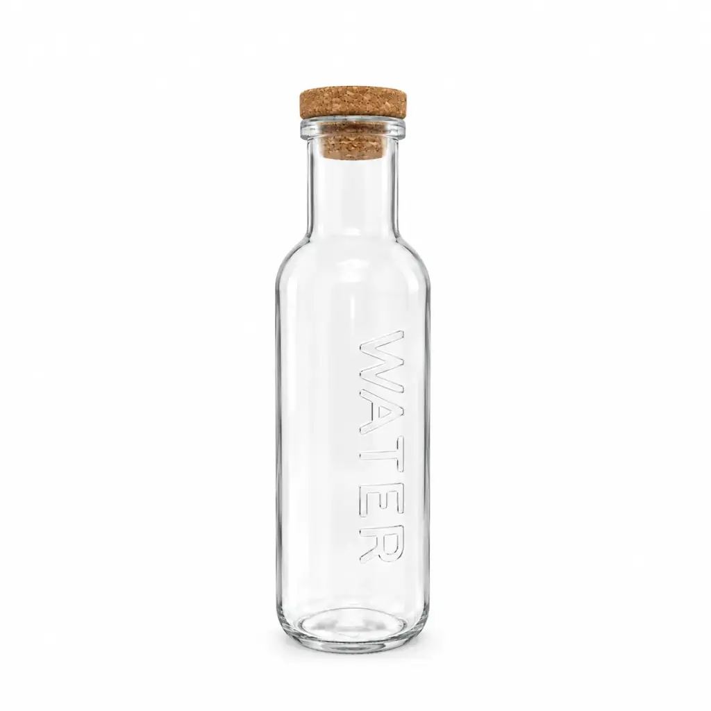 BOTELLA VIDRIO LABRADO WATER C/ TAPON CORCHO 1LT ( C5974 / 23XKZM )