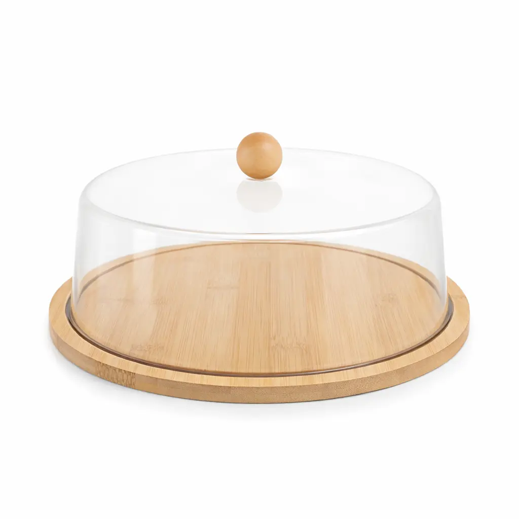 CAMPANA REDONDA ACRILICA C/ PLATO BAMBOO 28CM ( A2254 / C6515 )