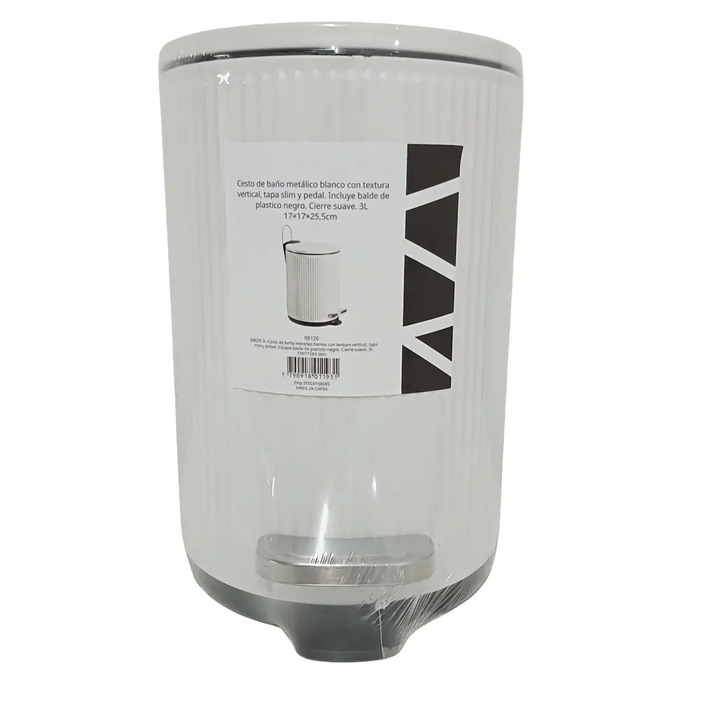 CESTO P/ RESIDUOS METAL BLANCO C/ PEDAL 3LTS E/ CJ ( B5126 )