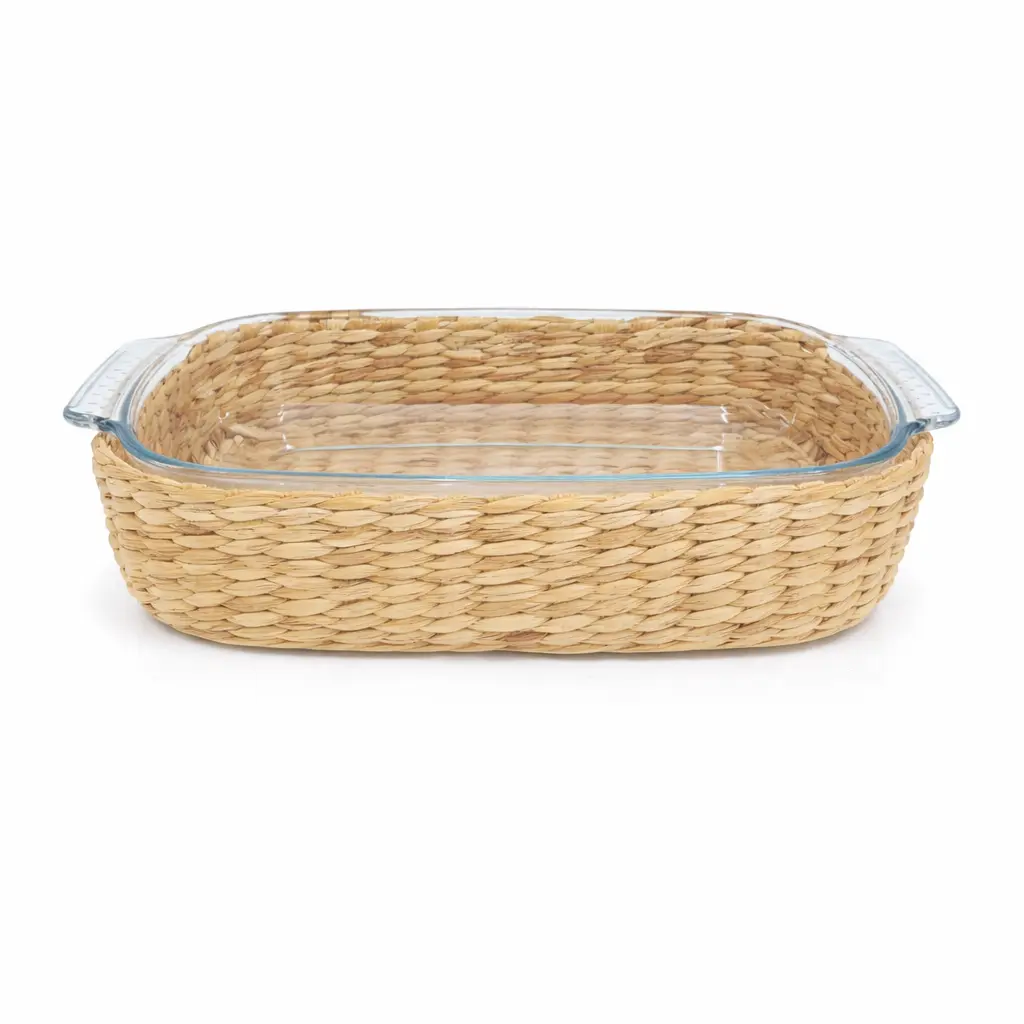 FUENTE VIDRIO RECTANGULAR 2LTS C/ BASE MIMBRE ( CA5574Z )