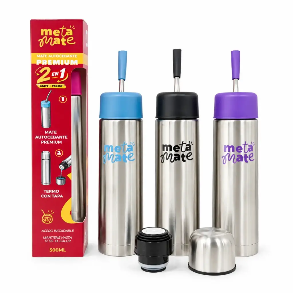 TERMO MATE AUTOCEBANTE ACERO META MATE 500ML E/ CJ