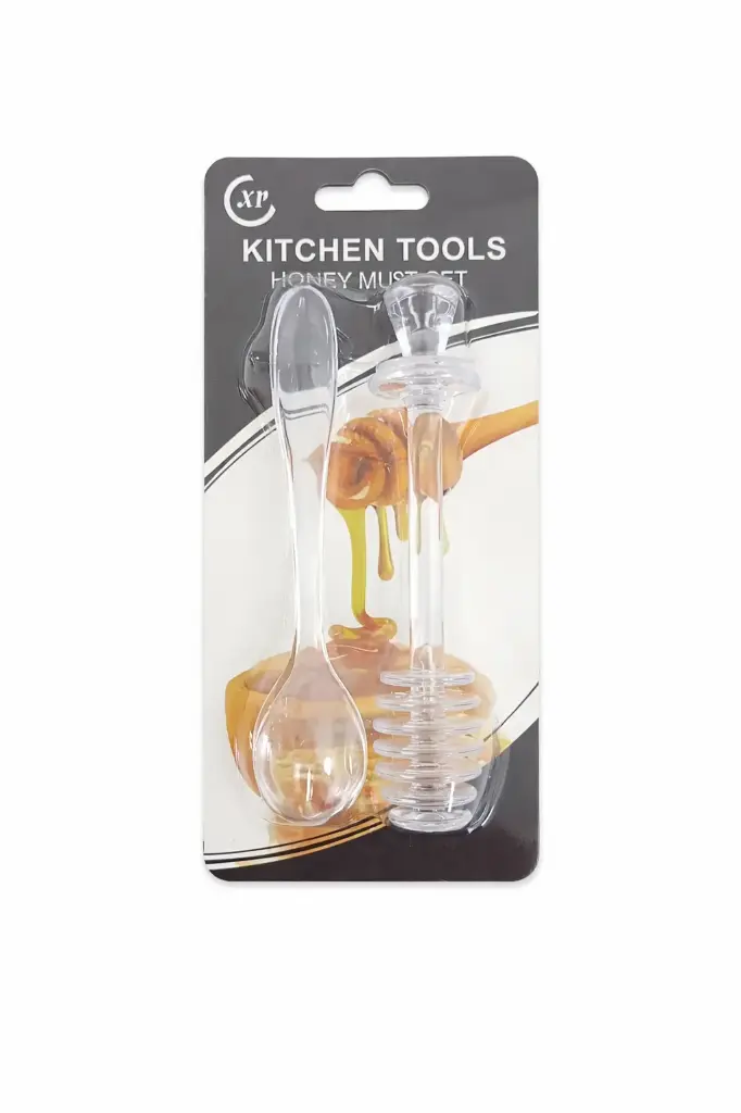 CUCHARA Y PALITO P/ MIEL PLASTICO E/ BL ( NS049104 ) 