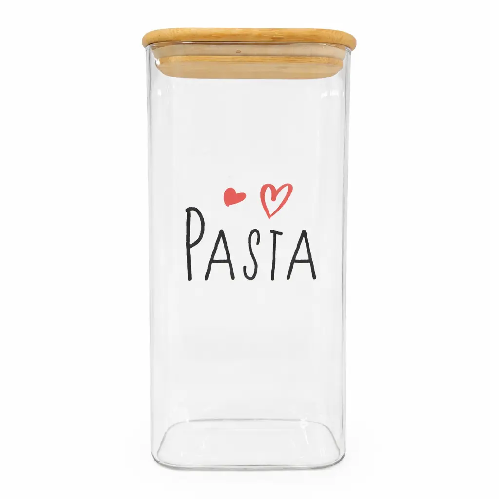 FRASCO DE VIDRIO PASTA C/ TAPA BAMBU 12 X 8 X 25CM ( BCF12825D )