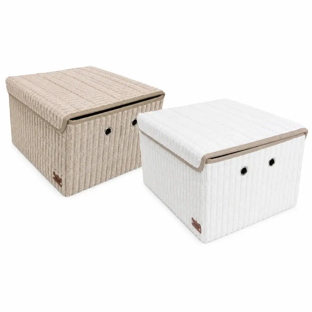 CAJA FORRADA CORDEROY C/ ABROJO 40 X 33 X 22CM ( CA6827 )