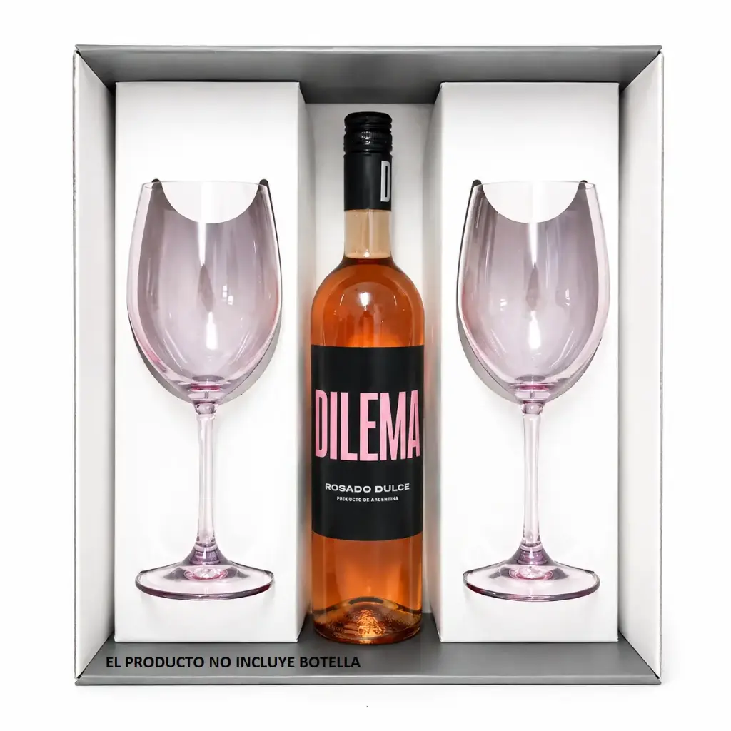 CAJA P/ REGALO C/ COPA VINO BORGOÑA X2 584ML ( 1414RT )