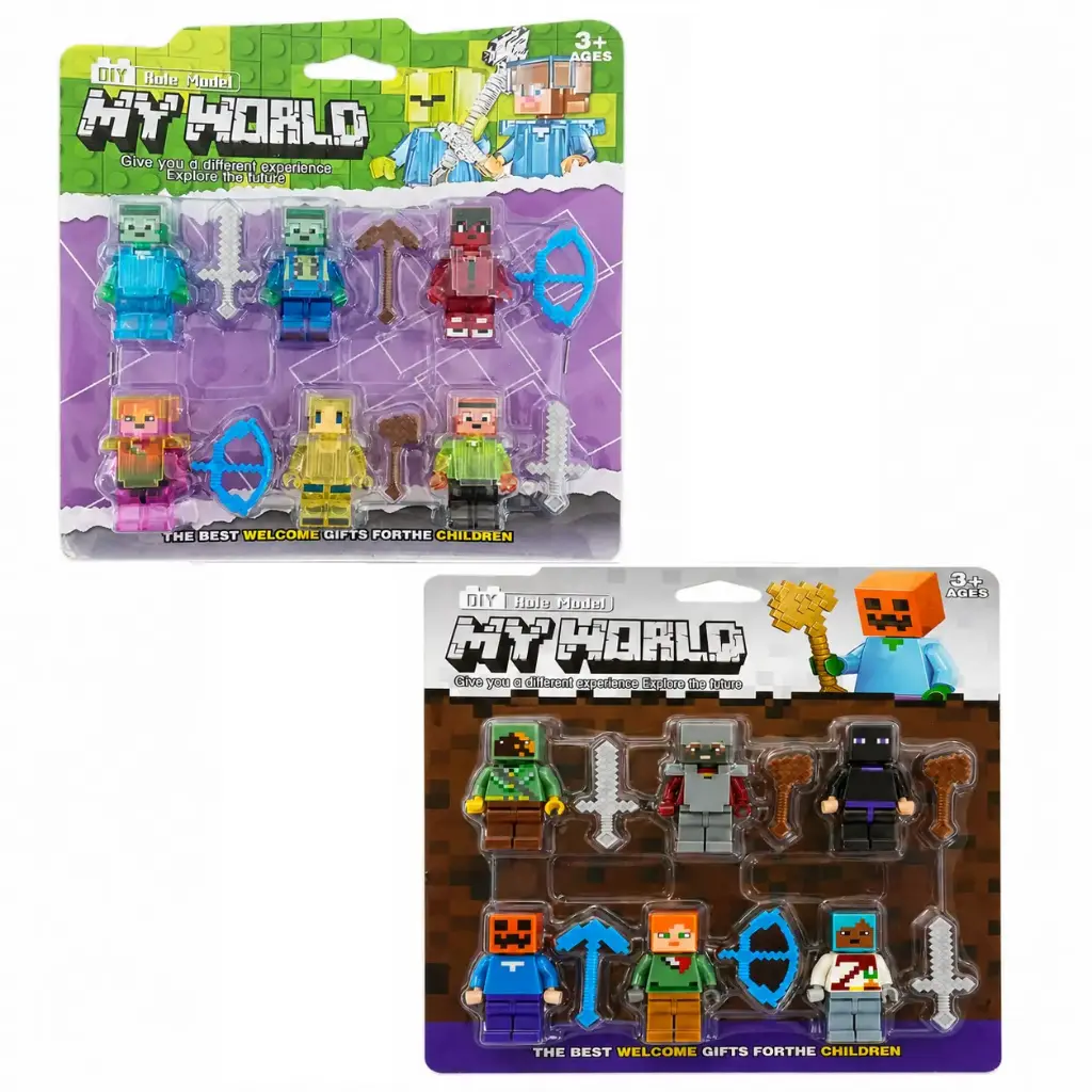 MUÑECO TIPO LEGO MINECRAFT X6 C/ ACCESORIOS E/ BL ( 6335  / 6341 )