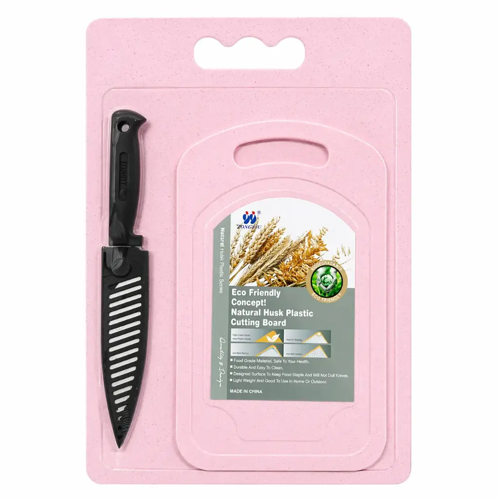 TABLA DE PICAR PLASTICA X2 Y CUCHILLO C/ FUNDA ( 2521-3 )