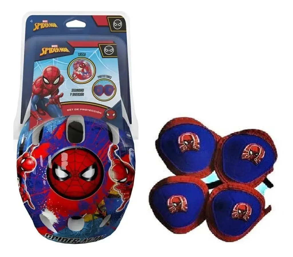 KIT DE PROTECCION INFANTIL SPIDER-MAN C/ CASCO + RODILLERAS E/ BL ( 12278 )
