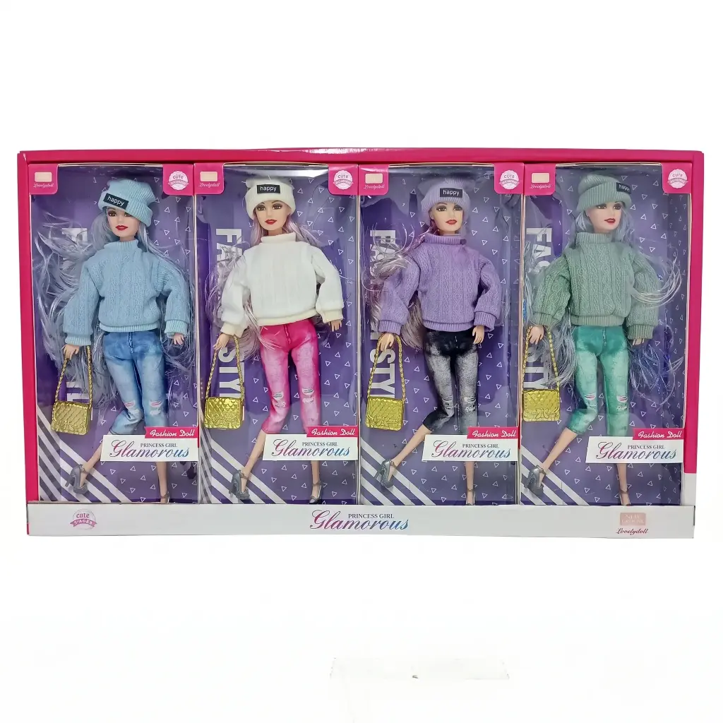 MUÑECA C/ SWEATER Y CARTERA 29CM E/ CJ ( 1566-Z1 )