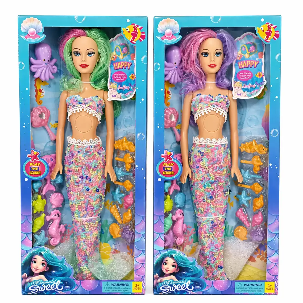 MUÑECA SIRENA C/ ACCESORIOS 44CM E/ CJ ( SD25220Z1 / LJ211 ) 