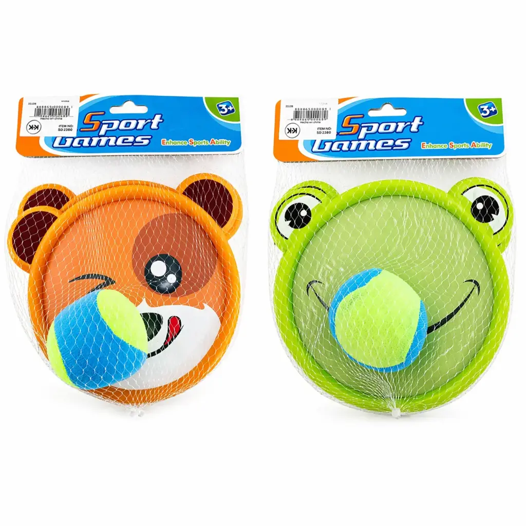 RAQUETAS X2 Y PELOTA CATCH BALL C/ ABROJO ANIMALITO E/ RD ( SD23980Z2 )