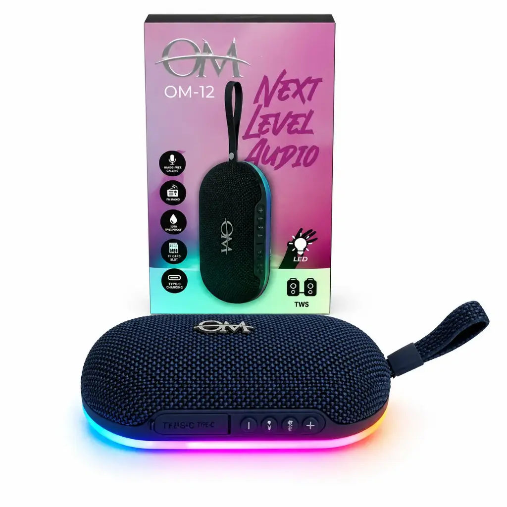 PARLANTE BLUETOOTH RECARGABLE USB C/ LUZ E/ CJ ( OM-12 )