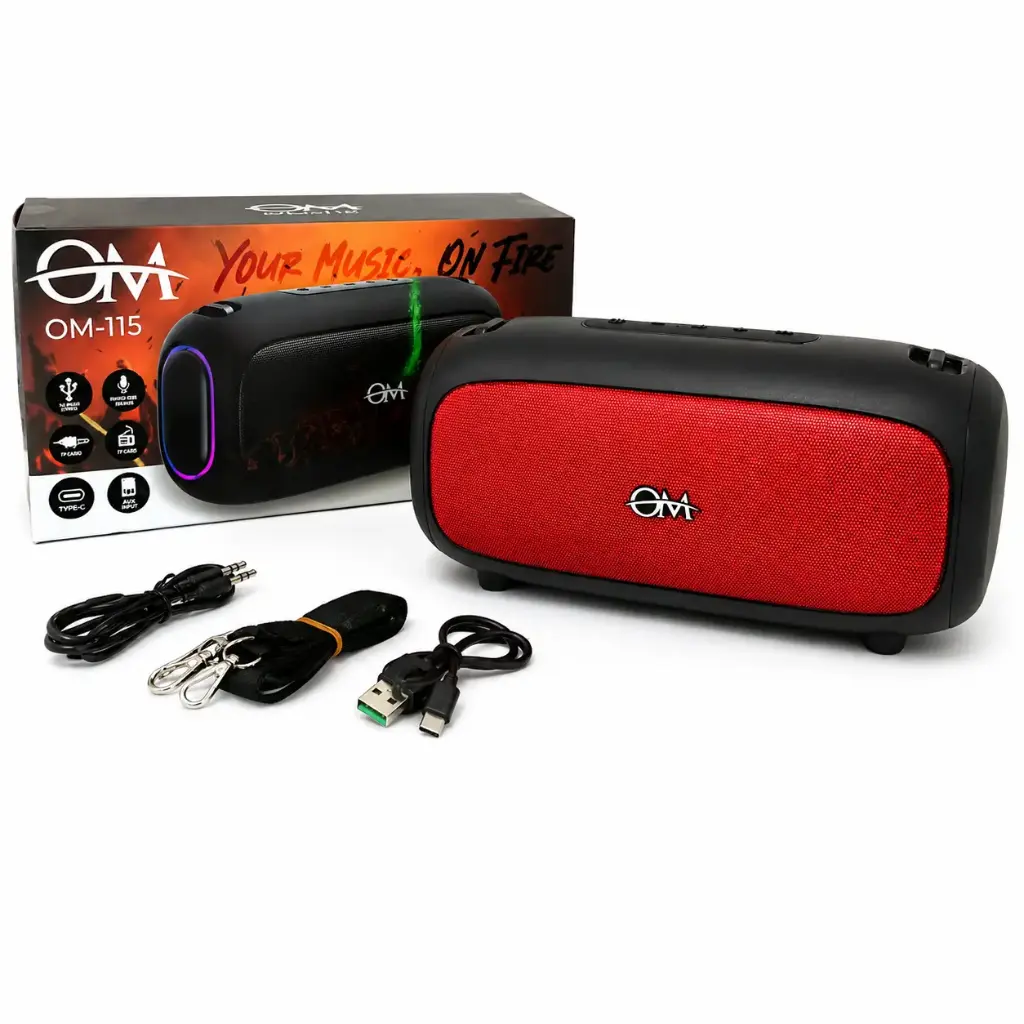 PARLANTE BLUETOOTH RECARGABLE USB C/ CORREA Y LED E/ CJ ( OM-115 )