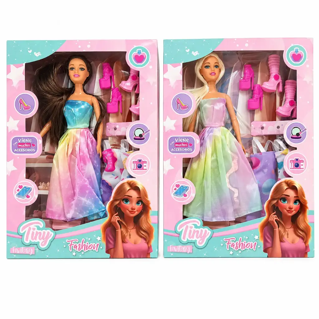 MUÑECA TINY FASHION C/ ACCESORIOS E/ CJ ( 53397 )
