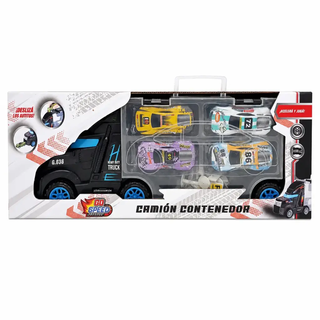 CAMION A FRICCION C/ TRAILER Y 4 AUTOS E/ CJ ( 55407 )