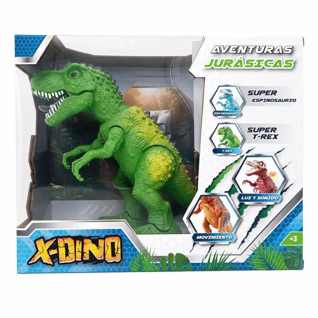 DINOSAURIO T REX C/ MOVIMIENTO LUZ Y SONIDO E/ CJ ( 53975 )