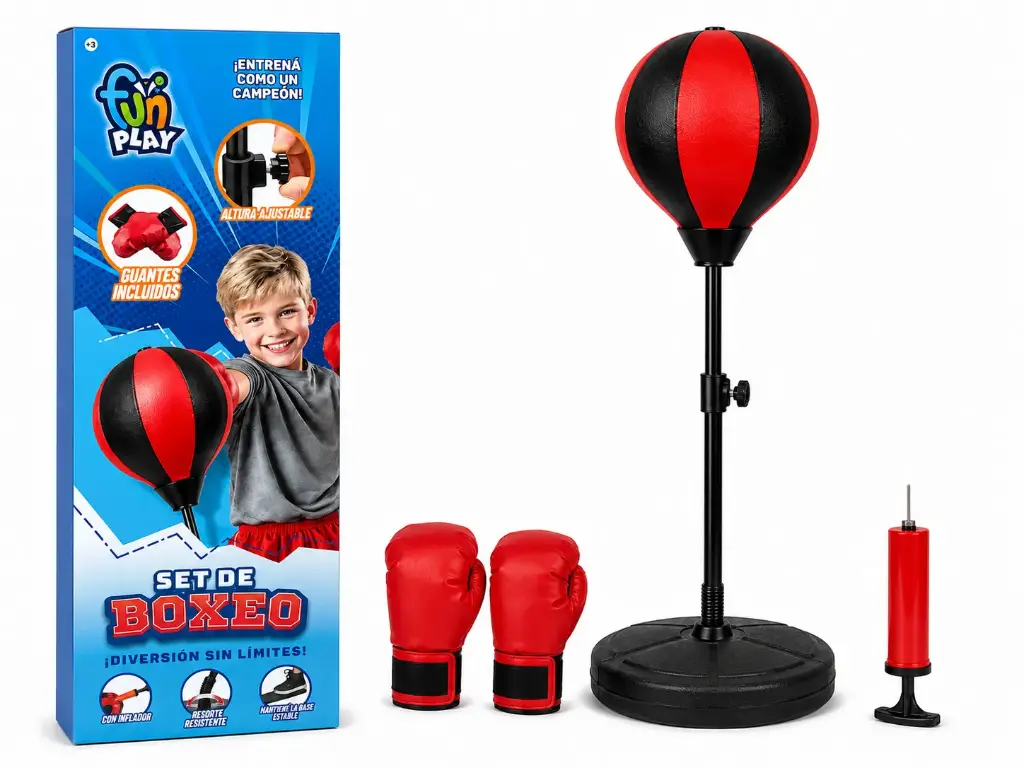 JUEGO DE BOXEO C/ BASE GUANTES E INFLADOR E/ CJ ( 56062 )