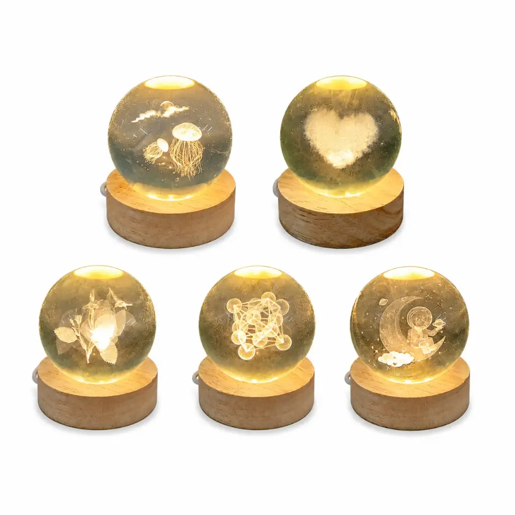 LAMPARA LED ESFERA CRISTAL 3D USB CHICA E/ CJ ( RM402 )