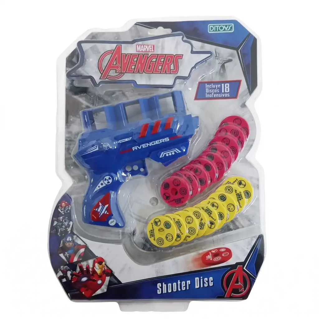 PISTOLA LANZADISCO AVENGERS X18 E/ BL ( 2362 )