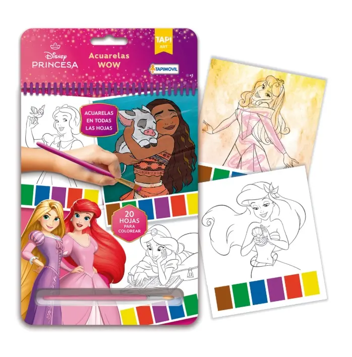 LIBRO ACUARELAS WOW PRINCESAS 20HJS E/ CT ( DJU10703 )
