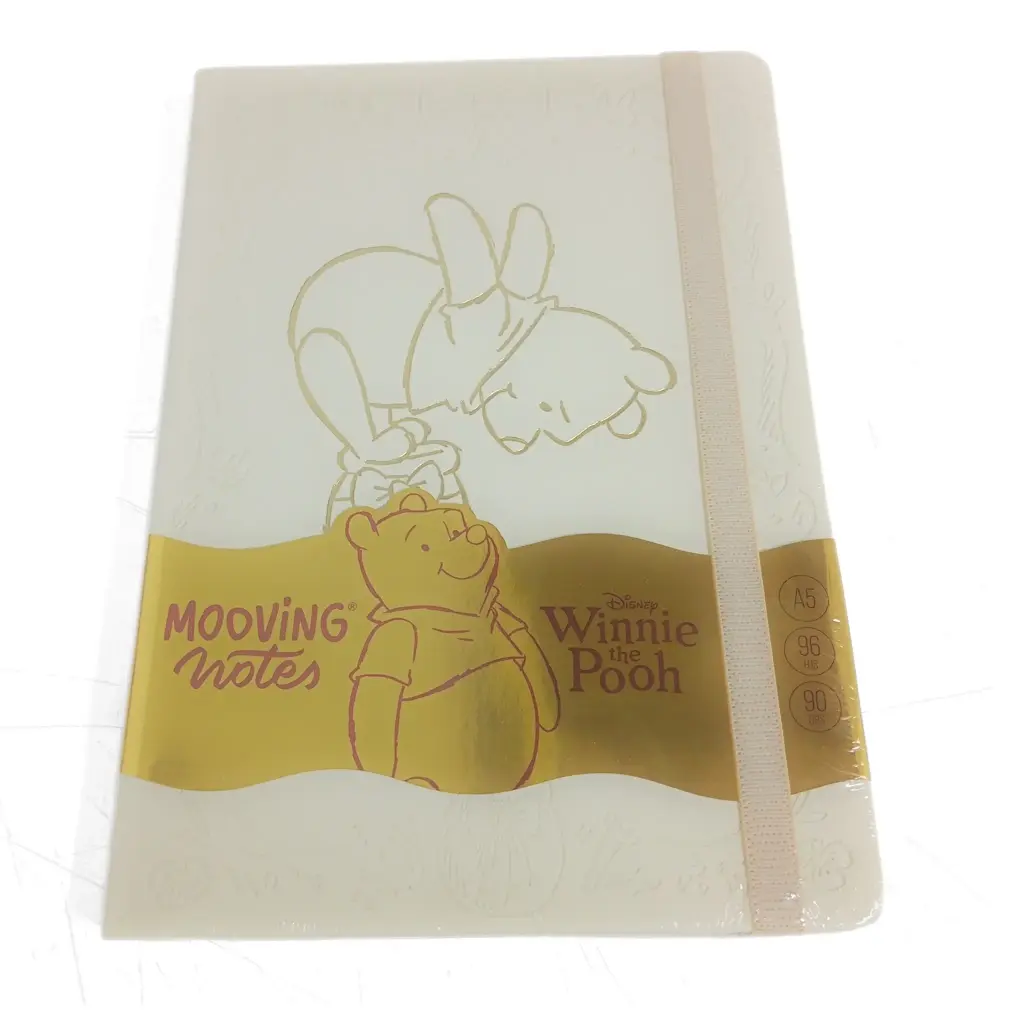 CUADERNO A5 WINNIE THE POOH T/ DURA C/ ELASTICO + STICKERS X 96HJS RAYADO ( 1246122 )