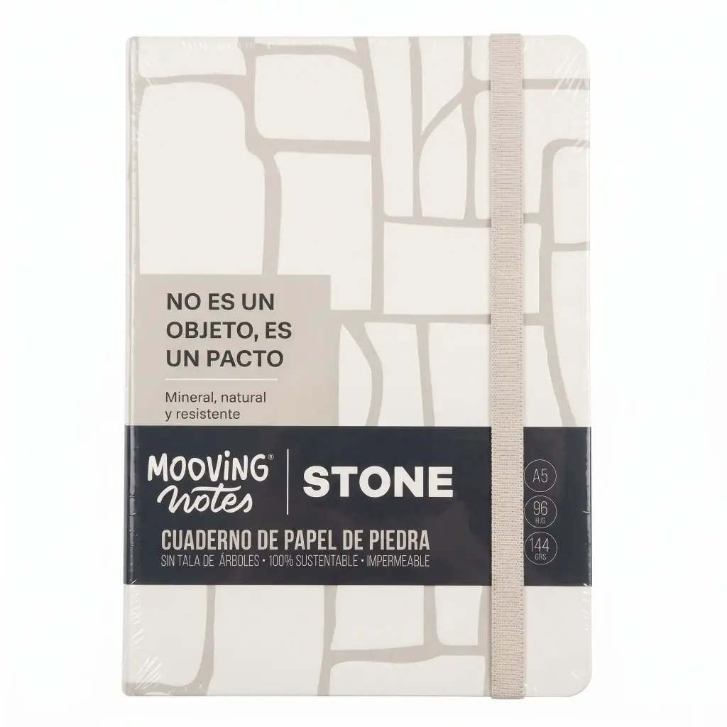 CUADERNO A5 STONE T/ DURA C/ ELASTICO + STICKERS X 96HJS LISO ( 1258132 )
