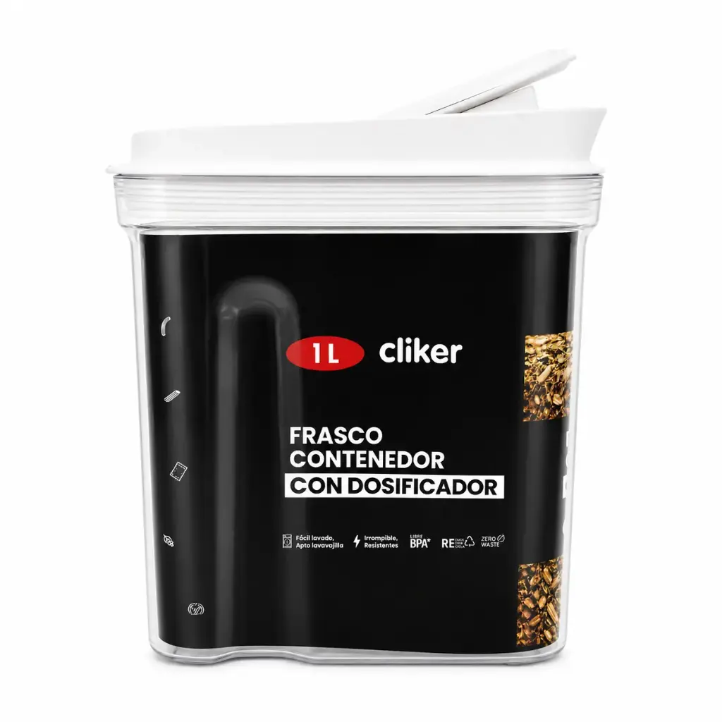FRASCO HERMETICO C/ DOSIFICADOR TAPA BLANCA 1LT ( 8639 )