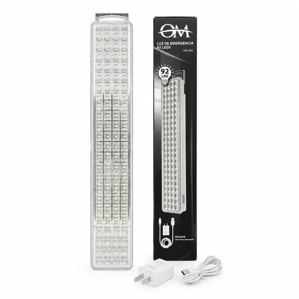 LUZ DE EMERGENCIA 92 LED AUTONOMIA MAXIMA 8HS E/ CJ ( OM892 )