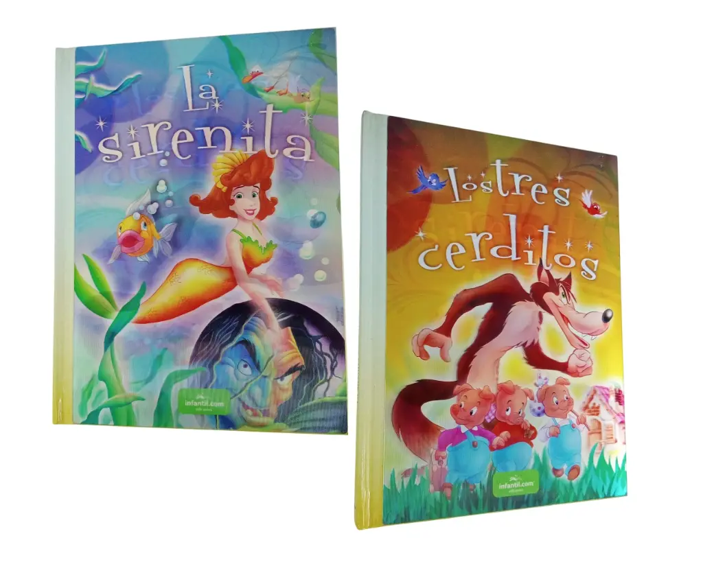 LIBRO CUENTOS MARAVILLOSOS LA SIRENITA - LOS TRES CERDITOS HOLOGRAMA ( 200573 )