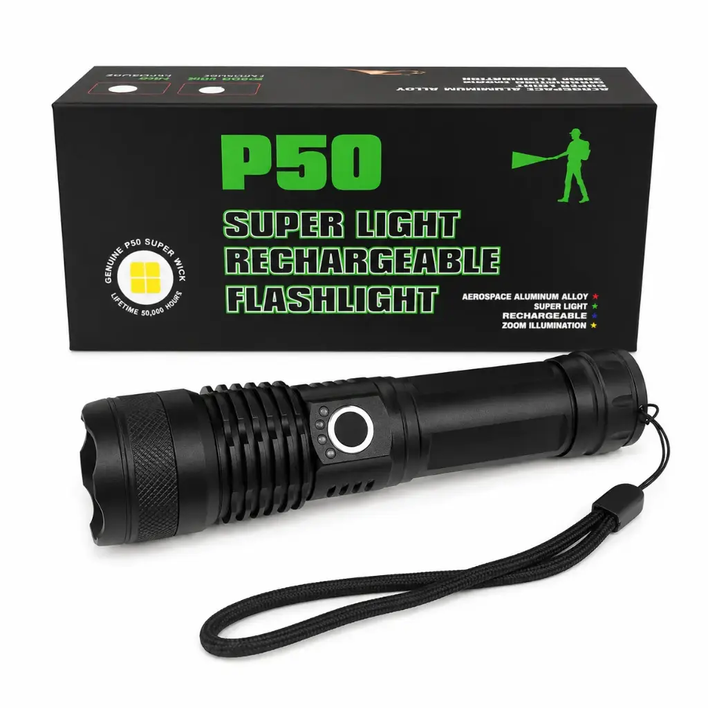 LINTERNA LED RECARGABLE USB C/ ZOOM 5 FUNCIONES E/ CJ ( P50 )