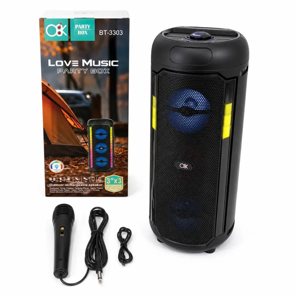 PARLANTE USB C/ MICROFONO Y LUZ E/ CJ ( BT-3303 )