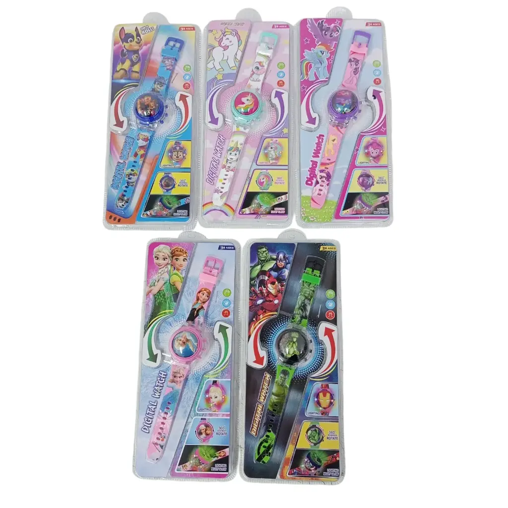 RELOJ PULSERA PERSONAJE TAPA GIRATORIA C/ LUZ E/ BL ( JD760 / JD770 ) 