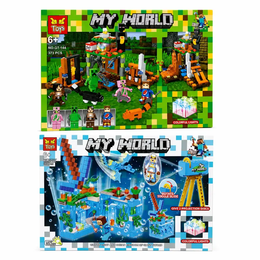 BLOQUES ENCASTRABLES TIPO LEGO MINECRAFT X373 C/ LUZ ( GT-144 / GT-110 )