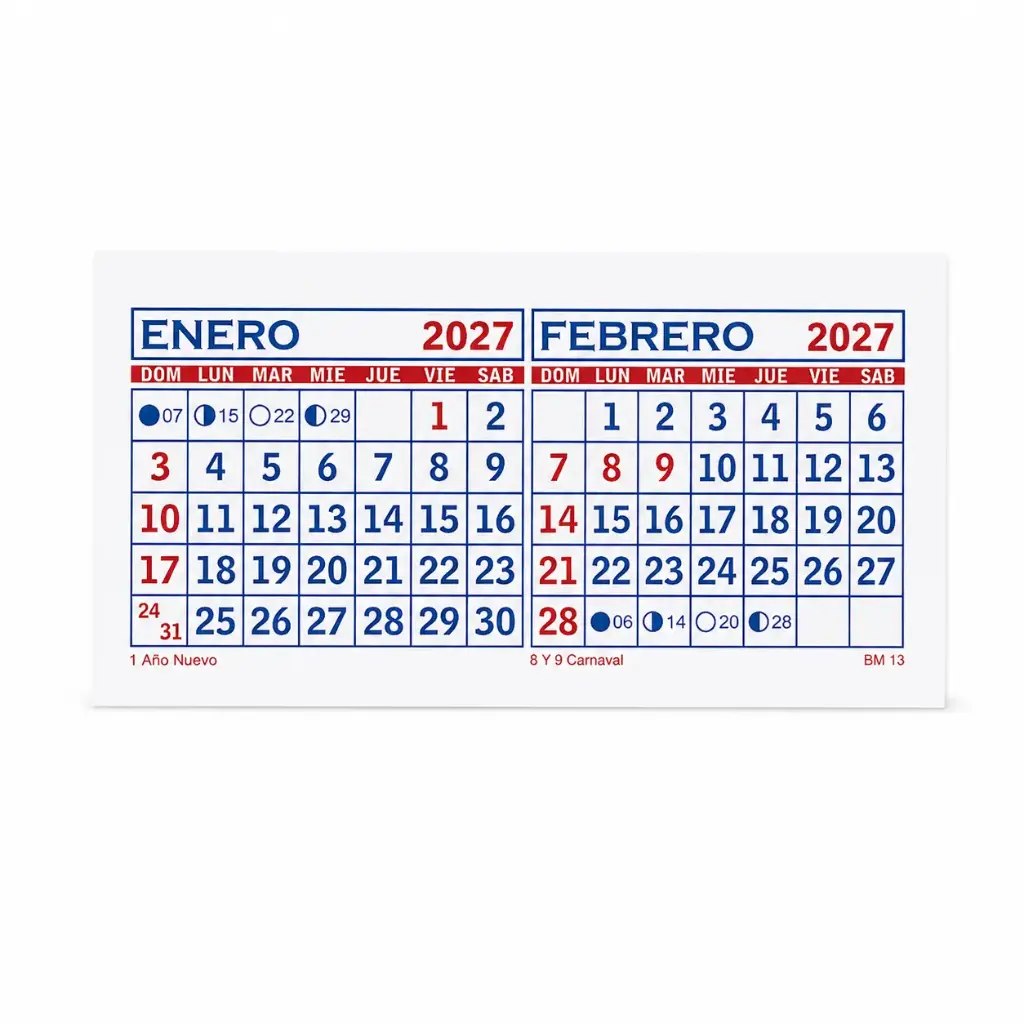 CALENDARIO BIMENSUAL N°13 2027 13 X 7.5CM ( BM-13 )