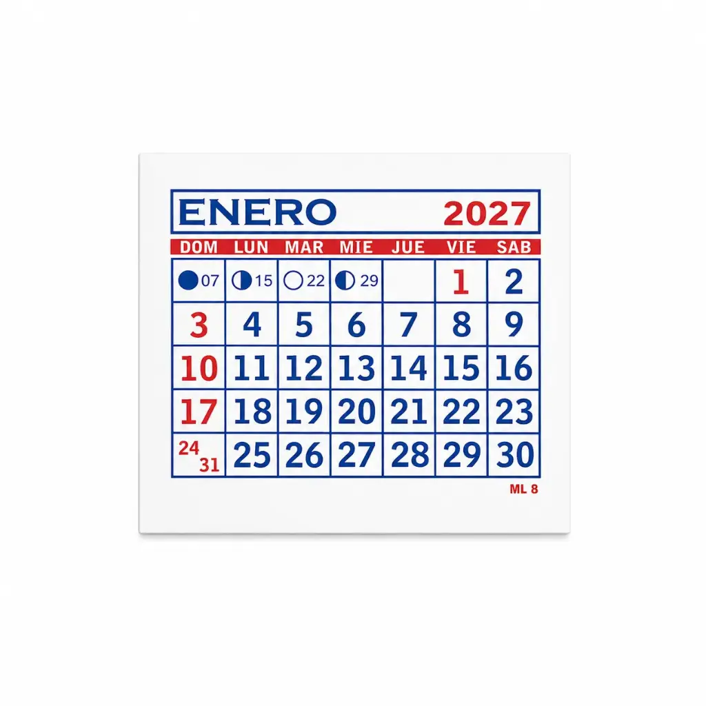 CALENDARIO MENSUAL N°8 2027 7 X 6CM ( ML-8 )