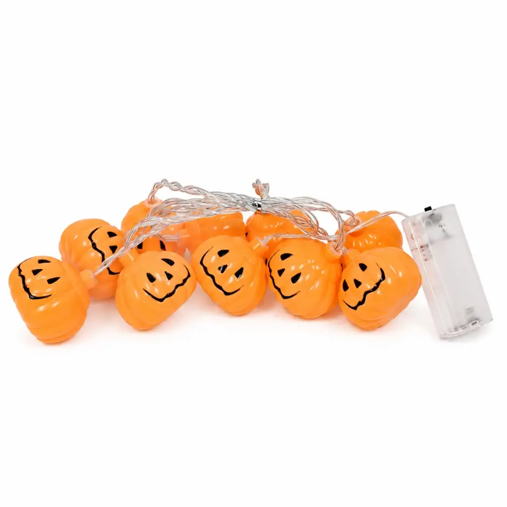 LUCES LED CALABAZA HALLOWEEN X10 A PILAS ( 3402 )