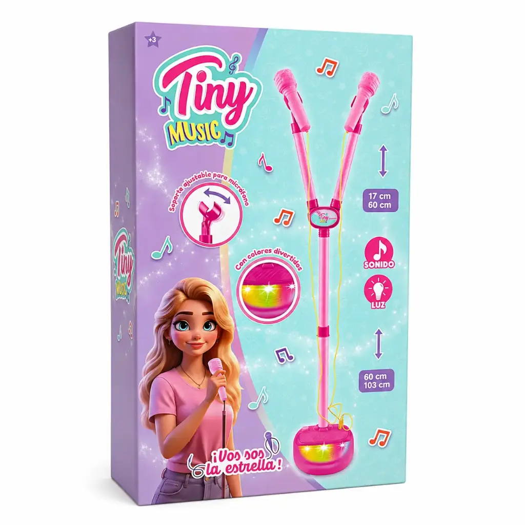 MICROFONO TINY DOBLE C/ PIE LUZ Y SONIDO E/ CJ ( 55967 )