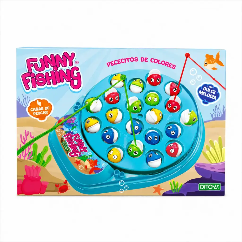 JUEGO DE PESCA 4 CAÑAS C/ SONIDO DITOYS E/ CJ ( 2780 )