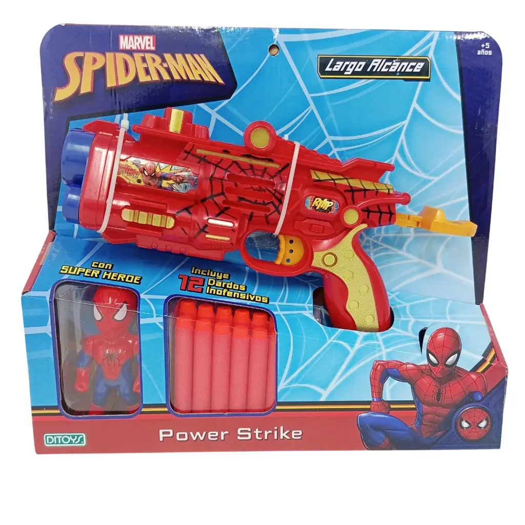 PISTOLA LANZA DARDOS SPIDERMAN C/ MUÑECO DITOYS E/ CJ ( 2423 )
