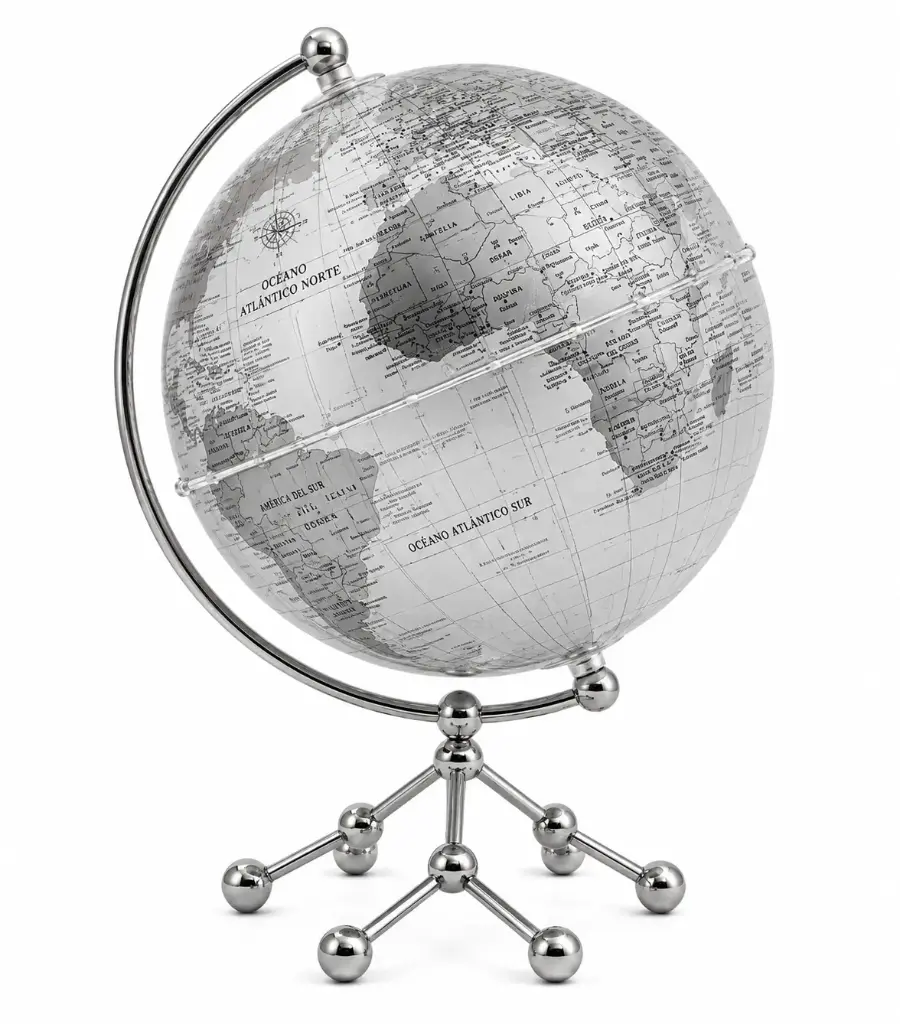 GLOBO TERRAQUEO POLITICO CRISTAL Y PLATA 20CM E/ CJ ( TOKIO )