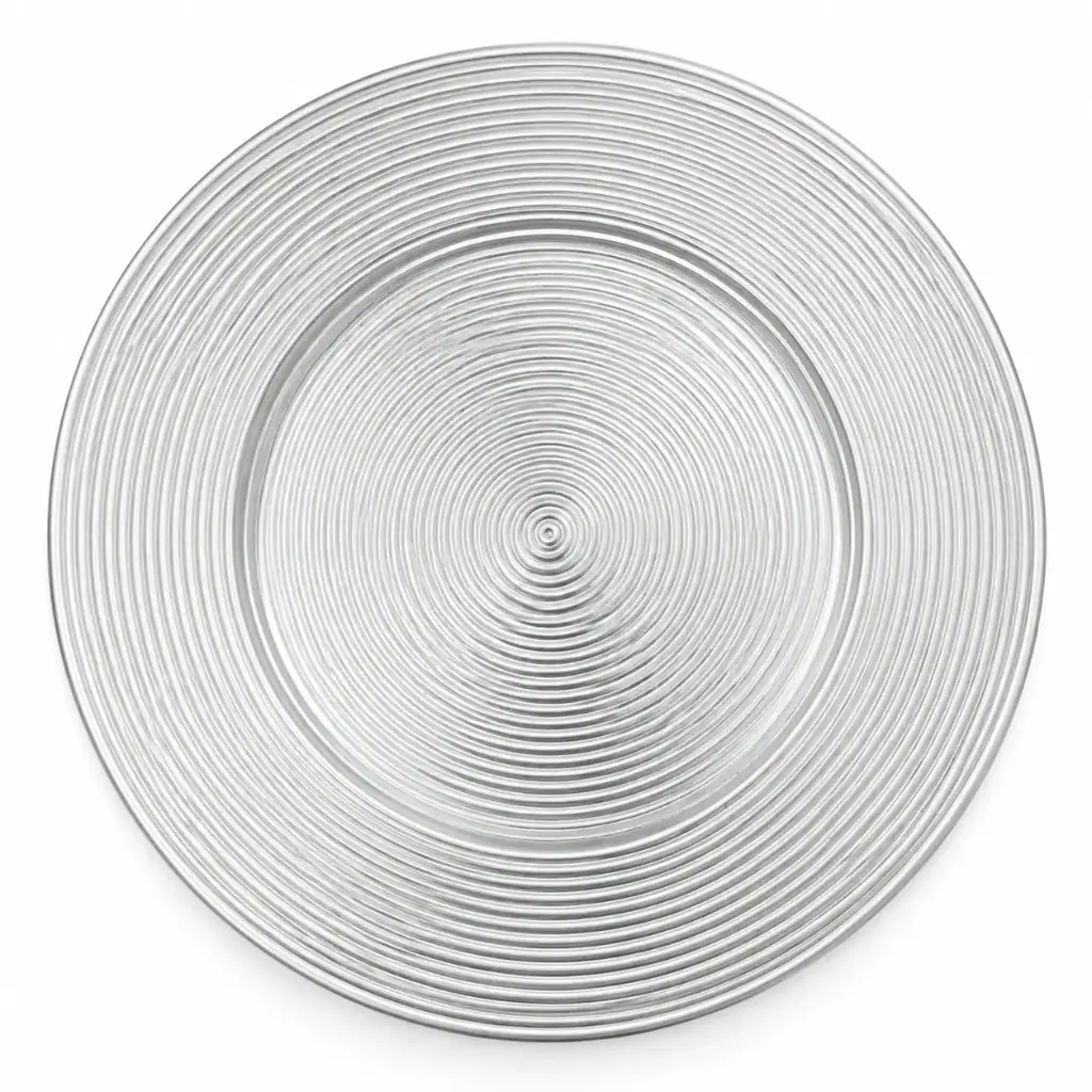 PLATO DE SITIO CIRCULOS PLATEADOS POLIPROPILENO 33CM ( K1103P )