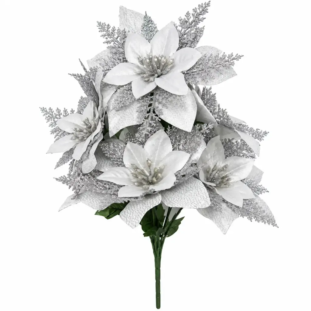 RAMO DE FLORES NAVIDEÑO ESTRELLA FEDERAL PLEATEADO 35CM ( K0824P )